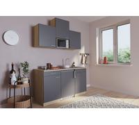 Cocina Mini Cocina Singlekueche Cocina Pequeña Pantry Roble Gris Luis 150CM