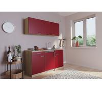 Cocina Mini Cocina Singlekueche Cocina Pequeña Pantry Roble Rojo Luis 150CM