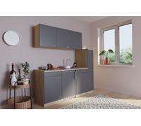 Cocina Mini Cocina Singlekueche Cocina Pequeña Roble Gris Luis 180CM