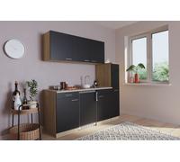 Cocina Mini Cocina Singlekueche Cocina Pequeña Roble Negro Luis 180CM