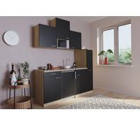 Cocina Mini Cocina Singlekueche Cocina Pequeña Roble Negro Luis 180CM