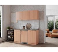 Cocina Mini Individual Pequeña Bloque de Madera Haya Gerda 150CM