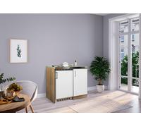 Cocina Mini Singlekueche Pequeña Despensa Roble Blanco Levin 100 CM respekta