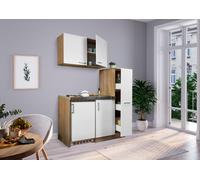 Cocina Mini Singlekueche Pequeña Despensa Roble Blanco Levin 130 CM respekta