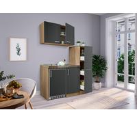 Cocina Mini Singlekueche Pequeña Despensa Roble Gris Levin 130 CM respekta