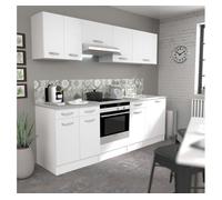 Cocina modular color blanco eko melamina con encimamera incluida 6 módulos 180 cm ancho