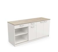 Cocina modular completa blanco mate y roble 60 cm
