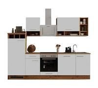 Cocina modular completa Hilde (Ancho: 280 cm, Blanco, Mate, Efecto madera, Sin electrodomésticos)