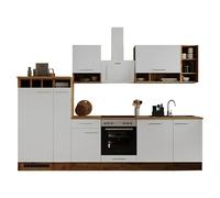 Cocina modular completa Hilde (Ancho: 310 cm, Blanco, Mate, Efecto madera, Sin electrodomésticos)