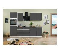 Cocina modular completa Lorena (Ancho: 280 cm, Gris, Brillo intenso, Decoración encimera: Efecto piedra, Sin electrodomésticos)