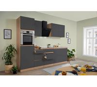 Cocina Pequeña Bloque Vacío sin Tiradores Roble Negro Lorena 270CM respekta