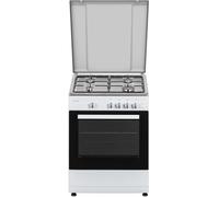 Cocina monobloque de gas de 4 quemadores + horno de gas de 55 l TFF6662BM (blanco) - TELEFAC