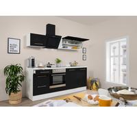 Cocina Pequeña Bloque de Cocina Blanco Negro Amanda 210CM respekta Premium