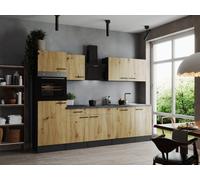 Cocina Pequeña Bloque de Cocina Gris Mate Artisan Roble Oliver 280CM