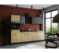 Cocina Pequeña Bloque de Cocina Gris Mate Artisan Roble Oliver 280CM respekta