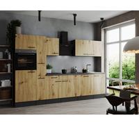 Cocina Pequeña Bloque de Cocina Gris Mate Artisan Roble Oliver 310CM respekta
