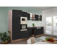 Cocina Pequeña Bloque de Cocina Roble York Negro Oliver 340CM respekta