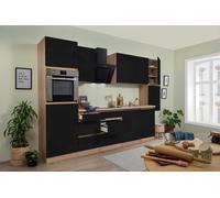 Cocina Pequeña Bloque de Cocina sin Tiradores Roble Negro Lorena 330CM respekta