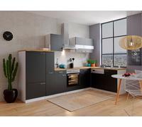 Cocina Pequeña Bloque de Cocina Winkelküche Blanco Negro Malia 310x172 CM