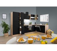 Cocina Pequeña Bloque de Cocina Winkelküche Roble Negro Merle 310x172 CM Respeto