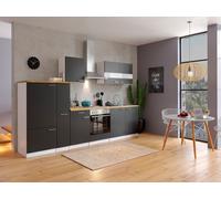 Cocina Pequeña Bloque de Vacío Amueblada y Equipada 300CM Blanco Negro respekta