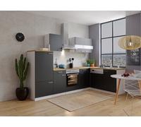 Cocina Pequeña Bloque de Winkelküche Blanco Negro Malia 280x172 CM respekta