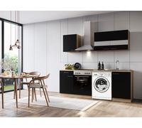 Cocina Pequeña Bloque Vacío Base Lavadora Roble Negro Merle 220CM respekta