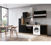 Cocina Pequeña Bloque Vacío Base Lavadora Roble Negro Merle 250CM respekta