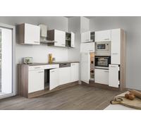 Cocina Pequeña Bloque Vacío Amueblada y Equipada Roble York Blanco Oliver 370CM