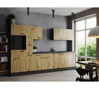 Cocina Pequeña Bloque Vacío Gris Mate Artisan Roble Oliver 310CM