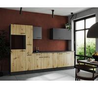 Cocina Pequeña Bloque Vacío Gris Mate Artisan Roble Oliver 310CM respekta
