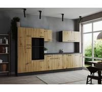 Cocina Pequeña Bloque Vacío Gris Mate Artisan Roble Oliver 340CM respekta