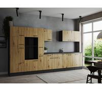 Cocina Pequeña Bloque Vacío Gris Mate Artisan Roble Oliver 370CM