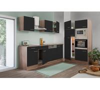 Cocina Pequeña Bloque Vacío Roble York Negro Oliver 340CM