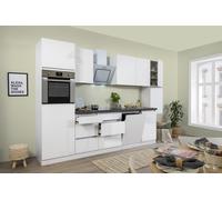 Cocina Pequeña Bloque Vacío sin Tiradores Alto Brillo Blanco Lorena 330CM