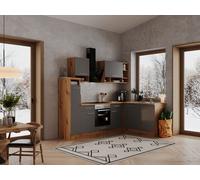 Cocina Pequeña Bloque Vacío Winkelküche Roble Gris Hilde 250x172 CM respekta