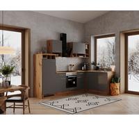 Cocina Pequeña Bloque Vacío Winkelküche Roble Gris Hilde 280x172 CM respekta