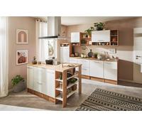Cocina de isla Hilde con fuego (Ancho: 280 cm, Blanco, Con electrodomésticos)