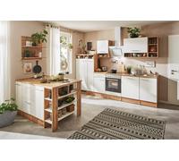 Cocina Pequeña Isla de Cocina Amueblada y Equipada Roble Blanco Hilde 310CM