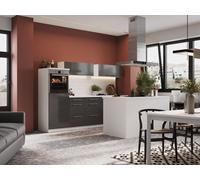 Cocina Pequeña Isla de Cocina Blanco Gris Amanda 280CM respekta Premium