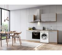Cocina Pequeña para Base Lavadora Roble Blanco Merle 220CM respekta