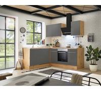 Cocina Pequeña Winkelküche Marleen Premium 220CM Gris Artisan Roble respekta