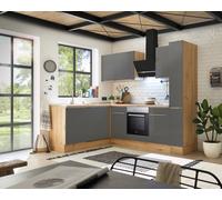 Cocina Pequeña Winkelküche Marleen Premium 250CM Gris Artisan Roble respekta