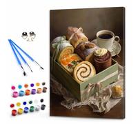 Cocina Pintar por Numeros Niños, Pintar por Numeros Adultos Pastel Paint by Numbers Principiantes, Manualidades Niños 10 Años DIY Kit de Pintura al Óleo de Lienzo Decoracion 30x40cm Sin Marco Y3-1195