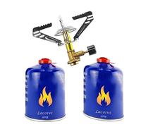 Cocina Portátil De Gas Butano Con 2 Cartuchos De Recambio 450G y Utensilios - Olla Sartén Cazo Vajilla Para Acampada y Senderismo