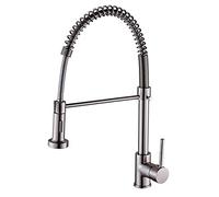Cocina Spring Spring giratorio Fregadero de fregadero de cocina con rociador de pulverización, manejo de un solo agujero de un solo agujero de cobre Mezclador de fregadero de cocina para agua