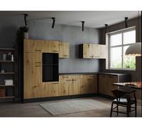 Cocina Vacía Cocina Esquina Gris Mate Artisan Roble Oliver 340x172 CM Respekta