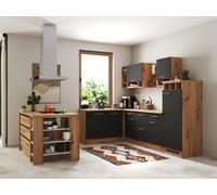 Cocina Winkelküche Isla de Amueblada y Equipada Roble Gris Hilde 280CM respekta