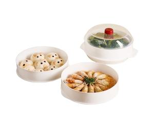 Cocinador Vapor Alimentario - Olla de Vapor Doble Planta Para Cocina | Utensilio de Cocina para Microondas Arroz Verduras Albóndigas Hogar Restaurante