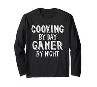 Cocinando De Día Jugador De Noche Hogar Profesional Chef Gamer Manga Larga